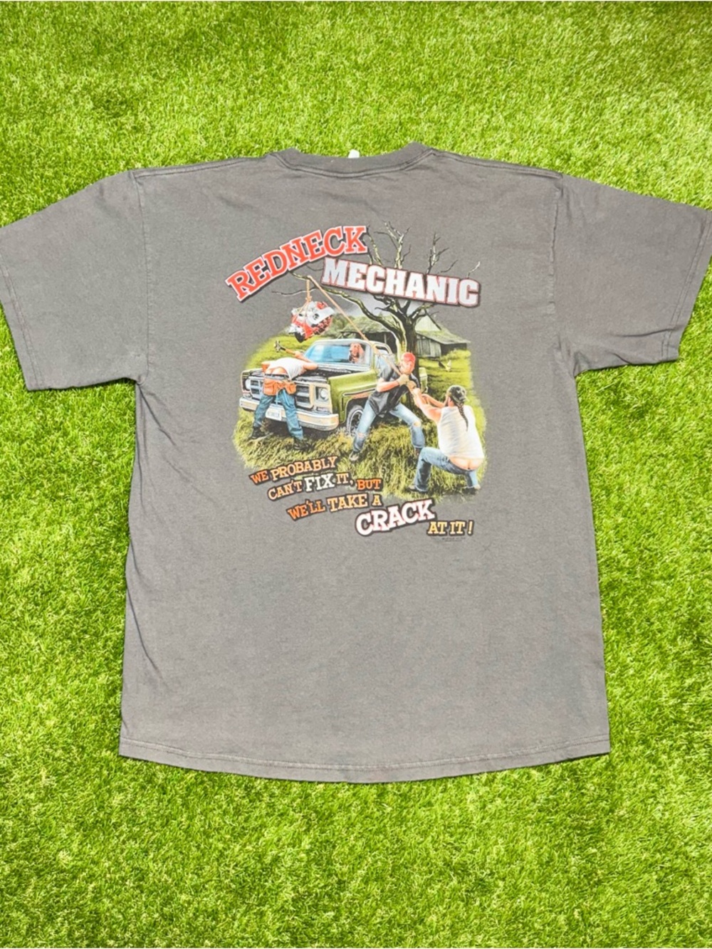 Redneck Sportsman Mechanic Graphic T-Shirt “We’ll Take A Crack At It” XL